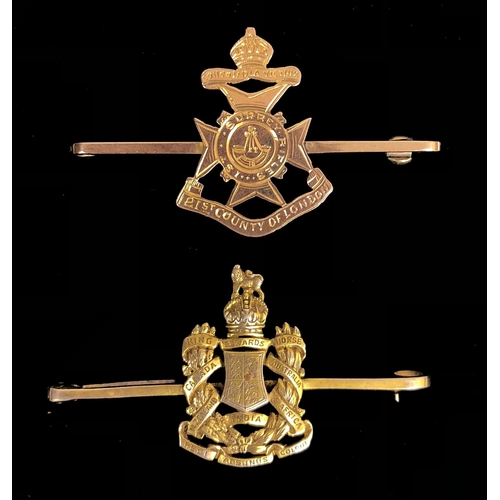 401 - 21st Bn London Regiment & King Edward's Horse Gold & Enamel Regimental Sweetheart Brooches.  The 21s... 