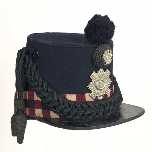 404 - Highland Light Infantry 1900 shako.  Good dark blue body with diced band red-white-red and red-green... 