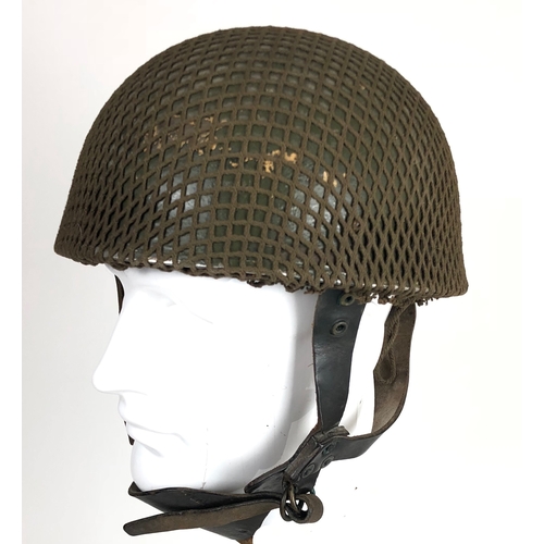 406 - WW2 Battle of Arnhem Period 1943 Airborne Forces steel helmet with leather harness.  A scarce and go... 