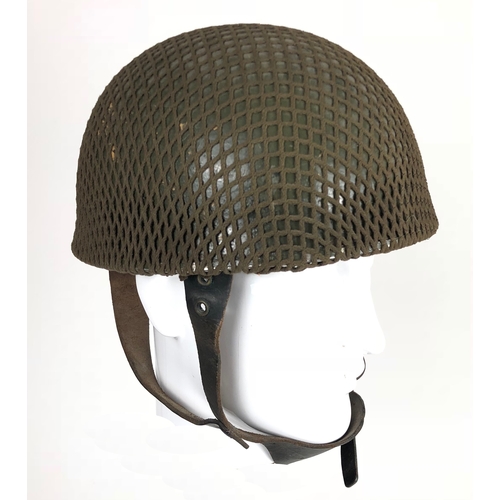 406 - WW2 Battle of Arnhem Period 1943 Airborne Forces steel helmet with leather harness.  A scarce and go... 