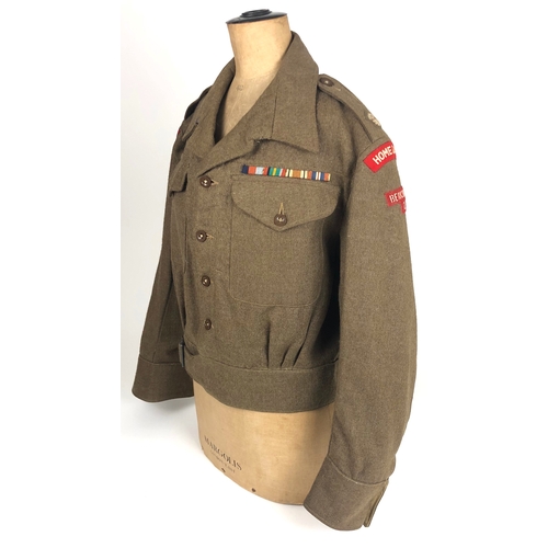 412 - Berkshire 2nd Period Home Guard Officer's Battledress Blouse.  A scarce original badged example, com... 