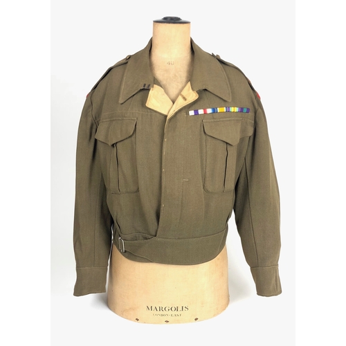 413 - Hampshire Regiment WW2 Officer's Tailored Battledress Blouse.  This example of a private purchase ta... 