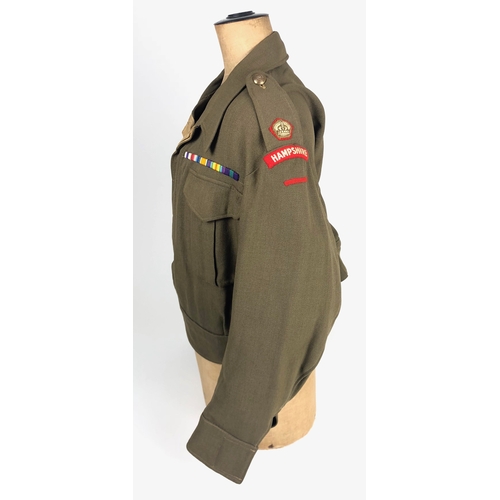 413 - Hampshire Regiment WW2 Officer's Tailored Battledress Blouse.  This example of a private purchase ta... 