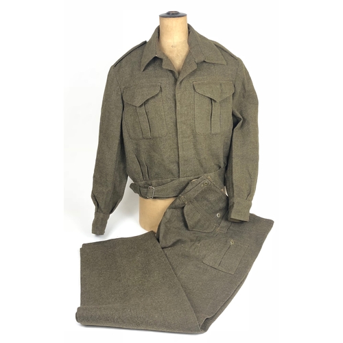 416 - 1944 Canadian Made WW2 Battledress Blouse & Trousers.  A good matching set as issued. Blouse with is... 