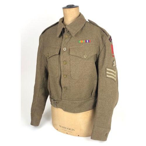 417 - 1944 Royal Artillery Anti Aircraft Command WW2 Battledress Blouse Uniform & leather jerkin. A go... 