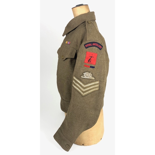 417 - 1944 Royal Artillery Anti Aircraft Command WW2 Battledress Blouse Uniform & leather jerkin. A go... 