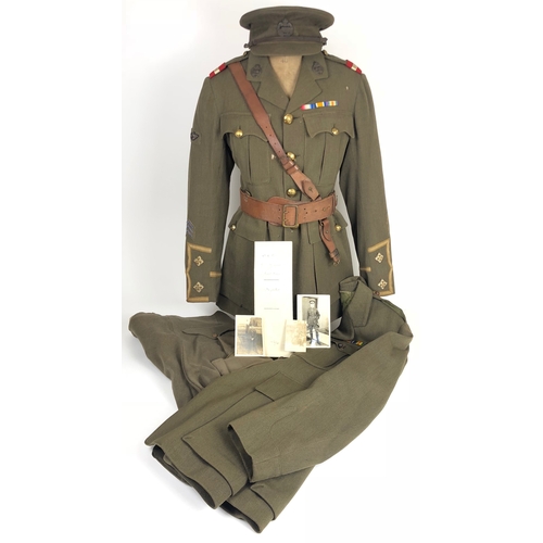 422 - Tank Corps WW1 Attributed Uniform & Cap.  A very rare original example worn by Lieutenant Frederick ... 