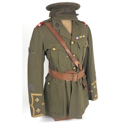 422 - Tank Corps WW1 Attributed Uniform & Cap.  A very rare original example worn by Lieutenant Frederick ... 