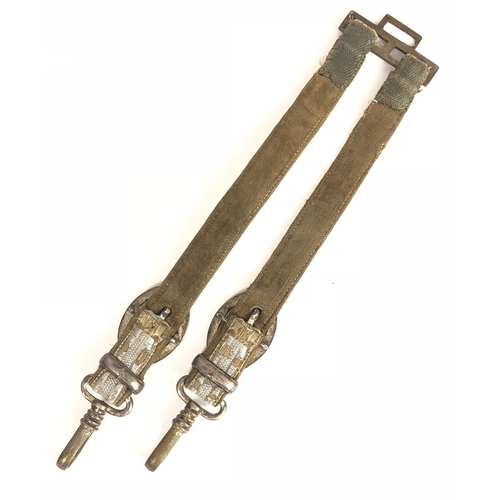 439 - German Third Reich Army Officer's dagger hanging straps.  A good pair of beige faux velvet straps fa... 