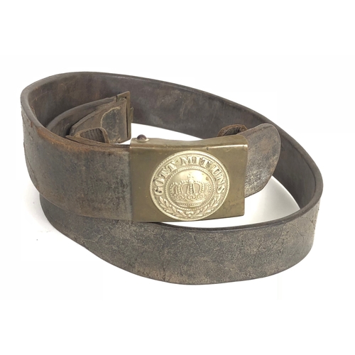 444 - Imperial German Prussian WW1 Other Ranks Belt.  A good early example, the black leather belt dated 1... 