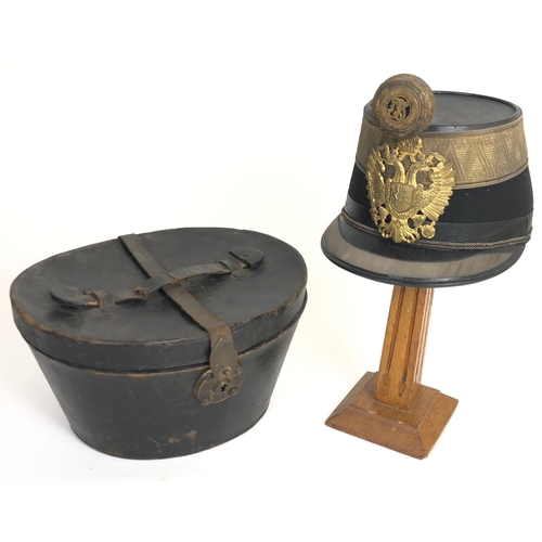 452 - Austro-Hungarian Empire Infantry Officer's shako.  A good scarce subaltern's example of black melton... 