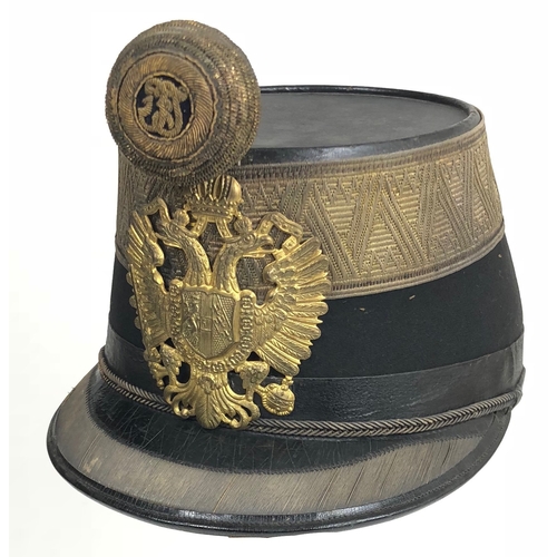 452 - Austro-Hungarian Empire Infantry Officer's shako.  A good scarce subaltern's example of black melton... 