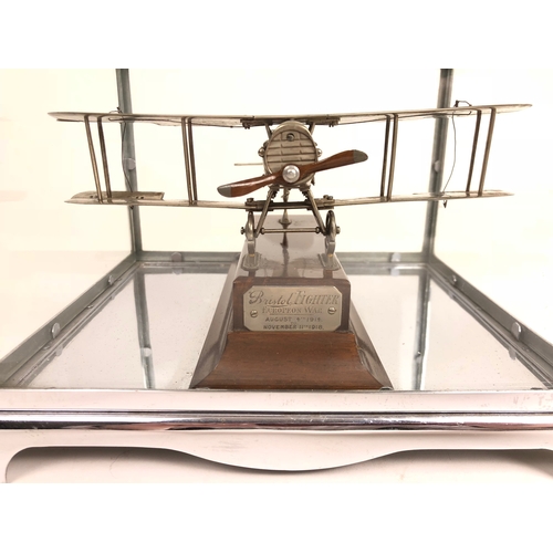 485 - RFC / RAF Fine Quality Model of a WW1 Bristol Fighter Aircraft.  This chrome plated Bristol Fighter ... 