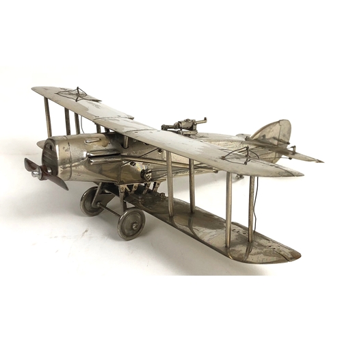 485 - RFC / RAF Fine Quality Model of a WW1 Bristol Fighter Aircraft.  This chrome plated Bristol Fighter ... 