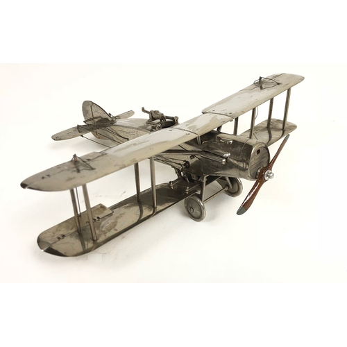 485 - RFC / RAF Fine Quality Model of a WW1 Bristol Fighter Aircraft.  This chrome plated Bristol Fighter ... 