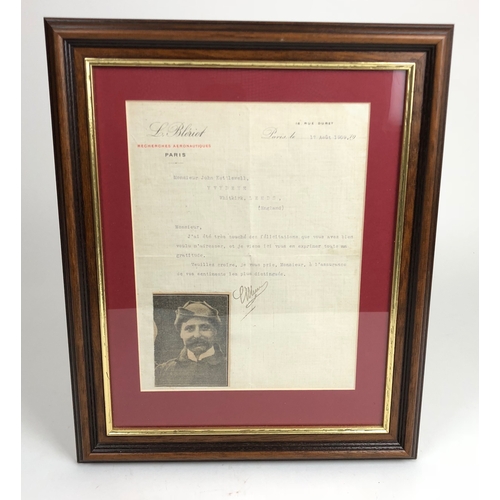 487 - Louis Bleriot, Aviation Pioneer, 1909 Signed Letter.  A scarce letter sent by Louis Bleriot in reply... 