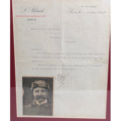 487 - Louis Bleriot, Aviation Pioneer, 1909 Signed Letter.  A scarce letter sent by Louis Bleriot in reply... 