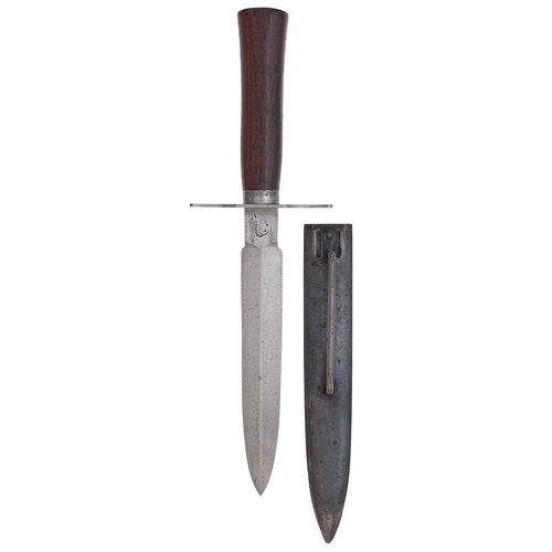 504 - WW1 French Trench Fighting Knife.  A good example, the 16.5cm double edged straight blade with cutle... 