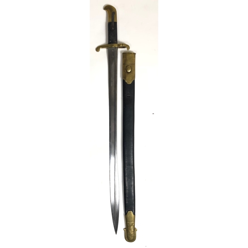 517 - Victorian British Lancaster Sword Bayonet & Scabbard  A good example with 24 inch single edge pipe b... 