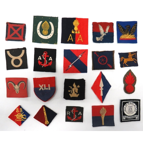 116 - 20 x Royal Artillery Formation Badges
including printed 1. AGRA ... Bevo weave 2. AGRA ... Bevo weav... 