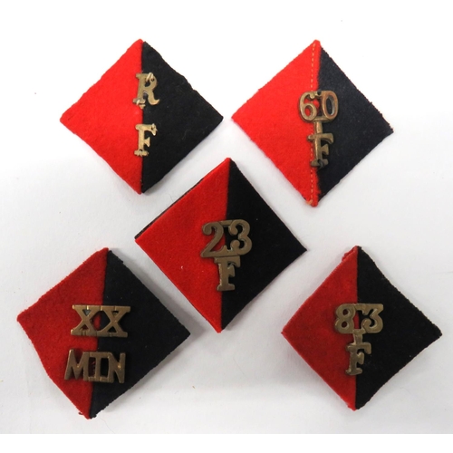 125 - Five Royal Artillery Pagri Badges
consisting red and dark blue, felt backing diamonds with overlaid ... 