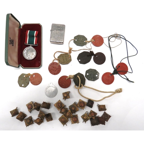 159 - Mixed Selection Of Items Including ID Dog Tags
including WW2 lighter, engraved V.M Eppley, China, Bu... 