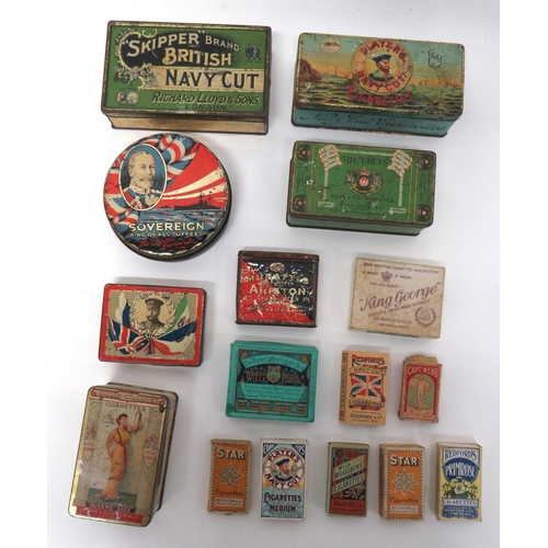 160 - 16 x WW1 Period Cigarette Boxes
including Players Navy Cut tin ... The Greys tin ... Navy Cut tin ..... 