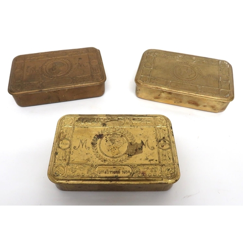 163 - 3 x Princess Mary's 1914 Christmas Boxes
impressed brass lid, Christmas 1914 Princess Mary boxes. &n... 