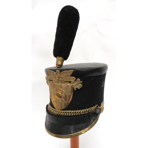 180 - American West Point Shako
black patent crown and body lower band.  Black felt body.  Black... 