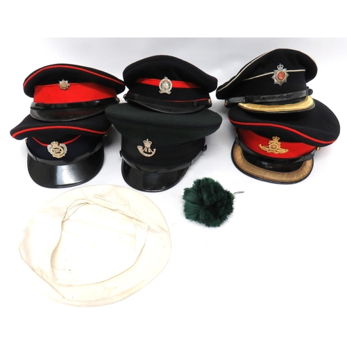 188 - 6 x Post War Officer Dress Caps
including blue and red RA Field Officer's cap ... Black and white Ro... 