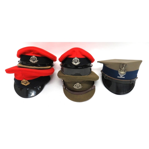 189 - 4 x Post War Royal Military Police Caps
including red and black Field Officer example ... Red and bl... 