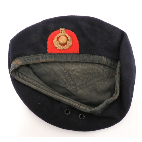 197 - WW2 Pattern Royal Marines Dark Blue Beret
dark blue, woollen crown and body.  Lower leather swe... 