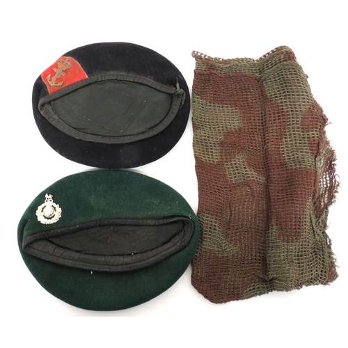 198 - Post War Royal Marines Green Beret
green woollen crown and body.  Lower leather sweatband. &nbs... 