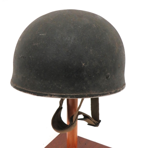 214 - WW2 1944 Dated British Airborne Forces Steel Helmet
dark brown, rough texture crown.  Inner all... 