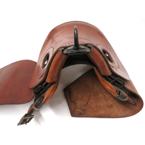 217 - Military Horse Driver's Saddle
small leather seat.  Steel front and rear arches.  Wooden framework w... 