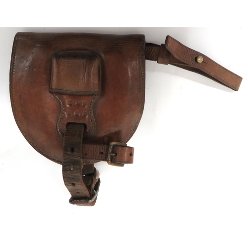 224 - Cavalry Horseshoe Case With Sword Frog
half, oval leather case.  The front with sword frog and ... 