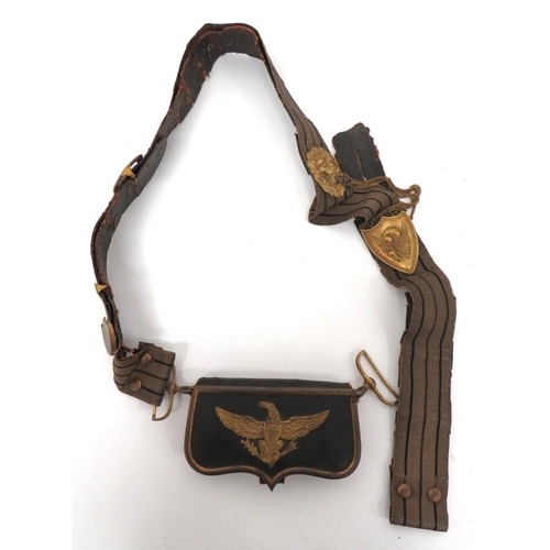 231 - 19th Century American Pouch And Shoulder Strap
black leather covered, rectangular pouch.  The f... 