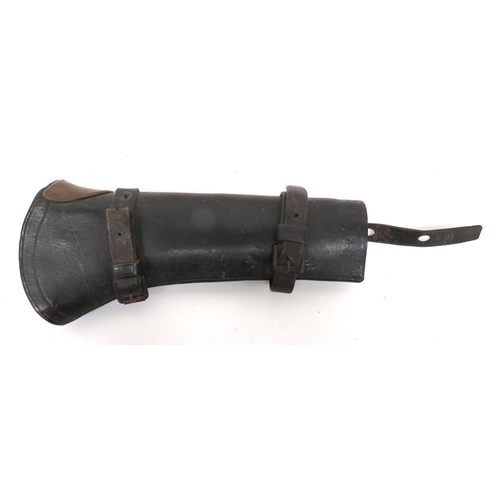 232 - Scarce American Rifle Bucket
13 1/2 inch, black leather bucket.  The top with brass strengtheni... 