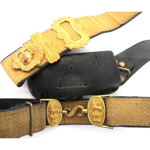 235 - Victorian Royal Artillery Dress Belt, Shoulder Pouch And Strap
consisting gilt braid faced, leather ... 