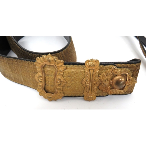 237 - Victorian Royal Artillery Sword And Sabretache Belt
consisting gilt braid faced leather belt.  ... 