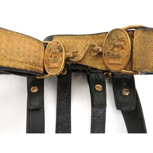 237 - Victorian Royal Artillery Sword And Sabretache Belt
consisting gilt braid faced leather belt.  ... 