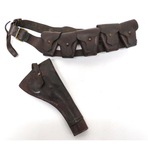 240 - WW1 Open Top Revolver Holster And 1903 Leather Bandolier
1914 pattern, brown leather, open top holst... 