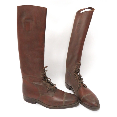 250 - Pair Of WW1 Pattern Officer's High Top Boots
brown leather, high top boots.  Top calf tightenin... 