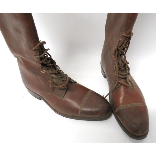 250 - Pair Of WW1 Pattern Officer's High Top Boots
brown leather, high top boots.  Top calf tightenin... 