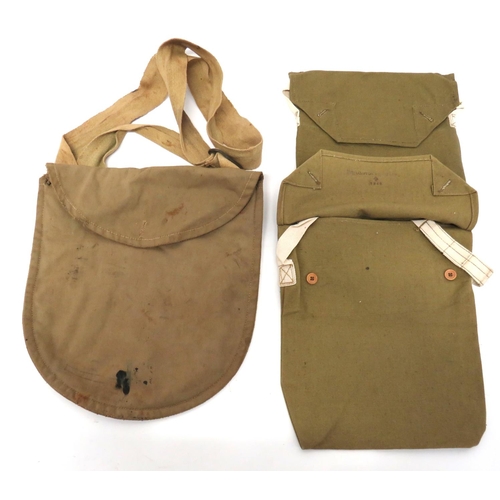 258 - Early 20th Century Side Bag
khaki cotton bag with rounded base.  Top half oval flap with intern... 