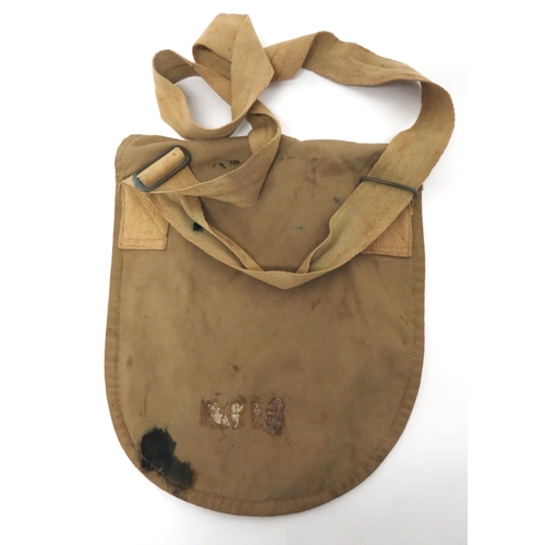 258 - Early 20th Century Side Bag
khaki cotton bag with rounded base.  Top half oval flap with intern... 