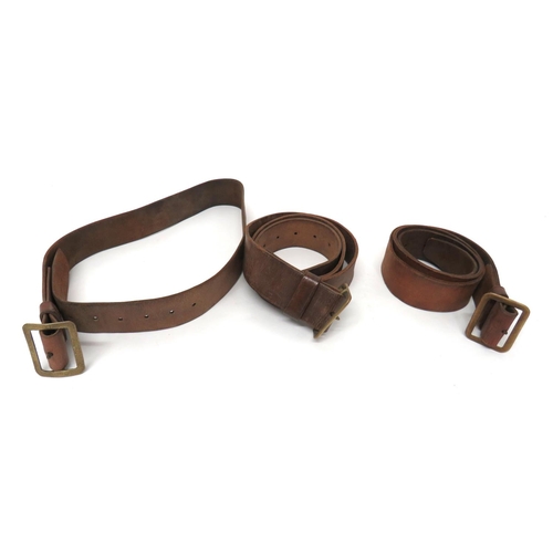 259 - 3 x 1903 Pattern/Home Guard Leather Belts
brown leather belts with brass buckles.  No apparent ... 