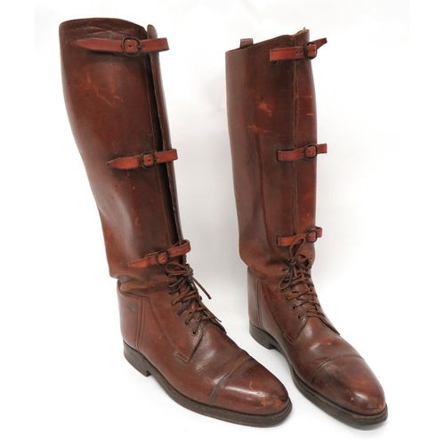 266 - Pair Of WW1 Pattern Officer Boots
brown leather, high top boots.  Ankles with lace fitting. &nb... 