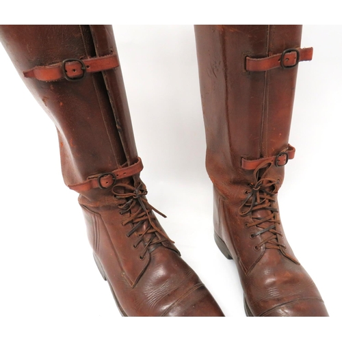 266 - Pair Of WW1 Pattern Officer Boots
brown leather, high top boots.  Ankles with lace fitting. &nb... 