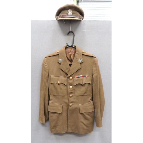 289 - WW2 Inns Of Court Regiment Officer's Service Dress And Cap
khaki, single breasted, open collar tunic... 